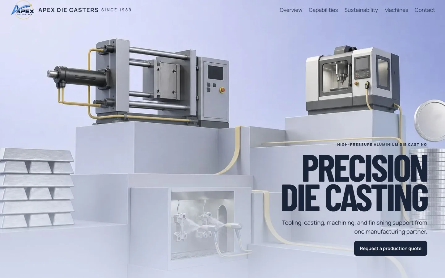 Apex Die Casters, industrial website by Questili