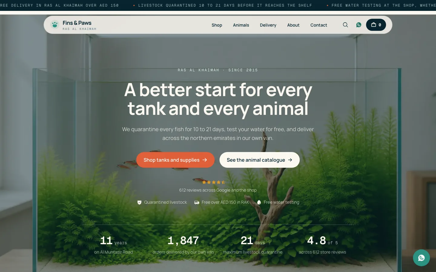 Fins & Paws, commerce prototype by Questili